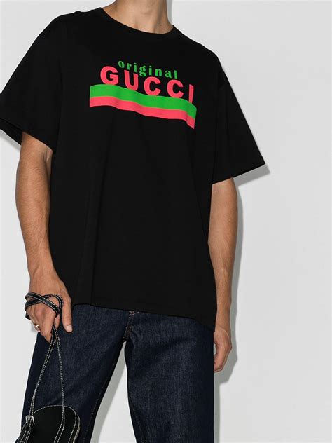 gucci logo tee shirt black|t shirt gucci original.